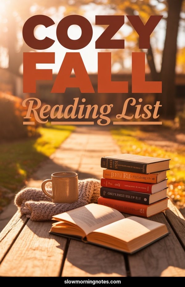 AI Pinterest pin example: Cozy Fall Reading List