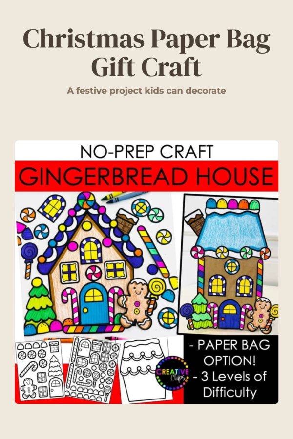 Pinterest template pin example: Christmas Paper Bag Gift Craft