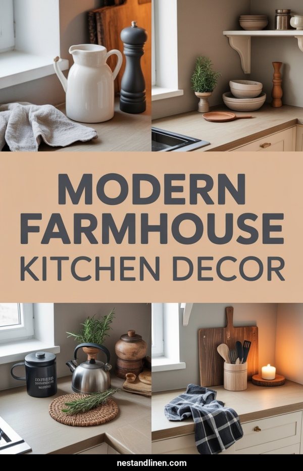 AI Pinterest pin example: Modern Farmhouse Kitchen Decor