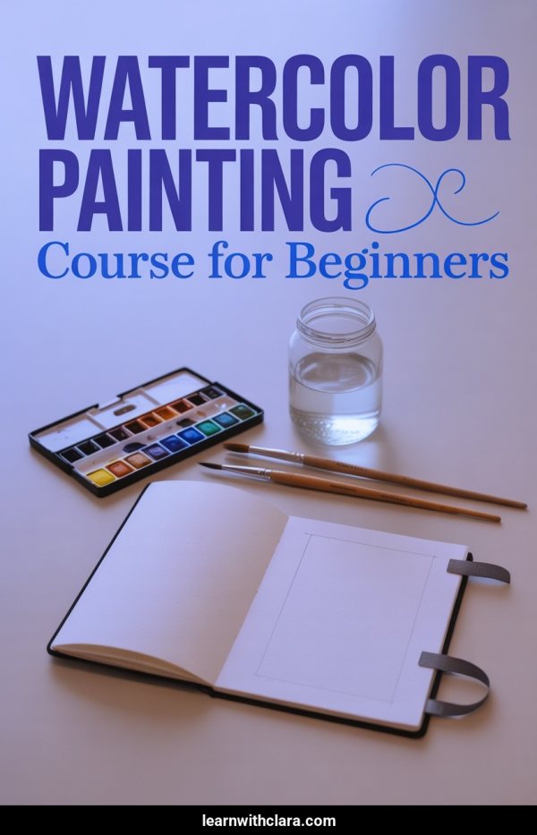 AI Pinterest pin example: Watercolor Painting Course For Beginners