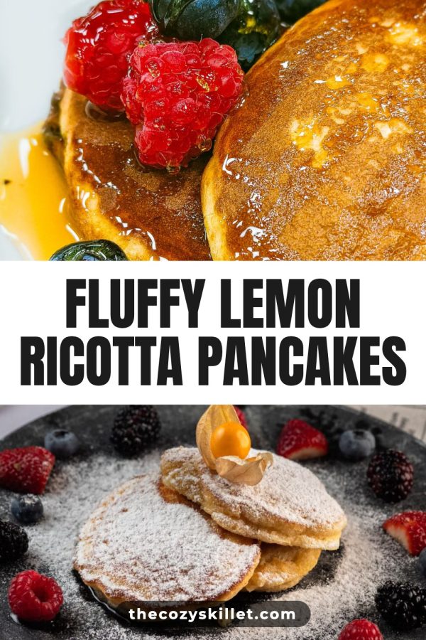 Pinterest template pin example: Fluffy Lemon Ricotta Pancakes