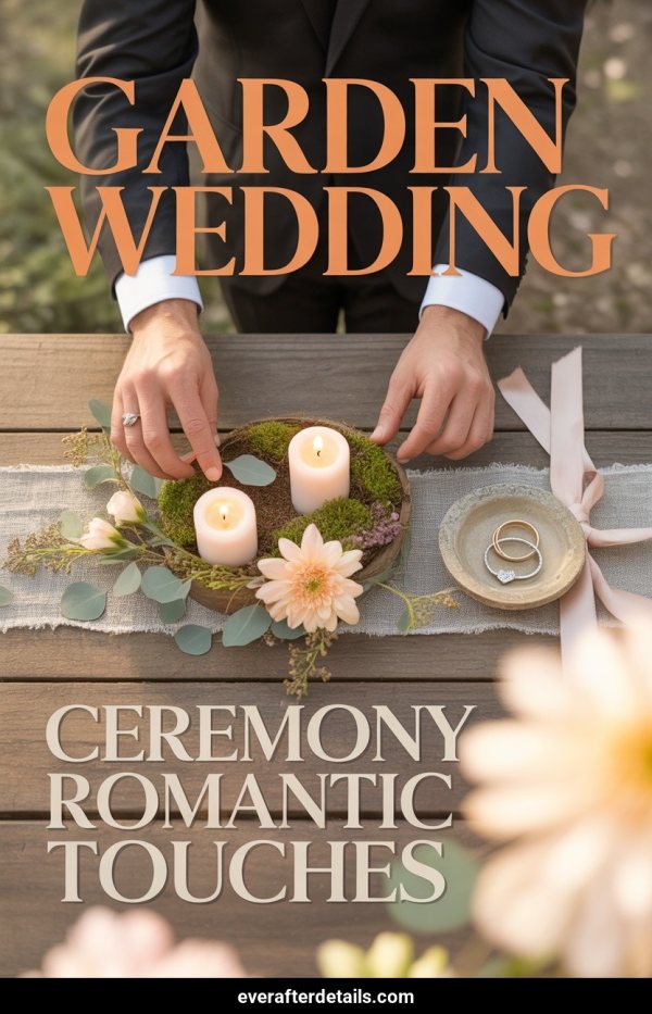AI Pinterest pin example: Garden Wedding Ceremony Romantic Touches