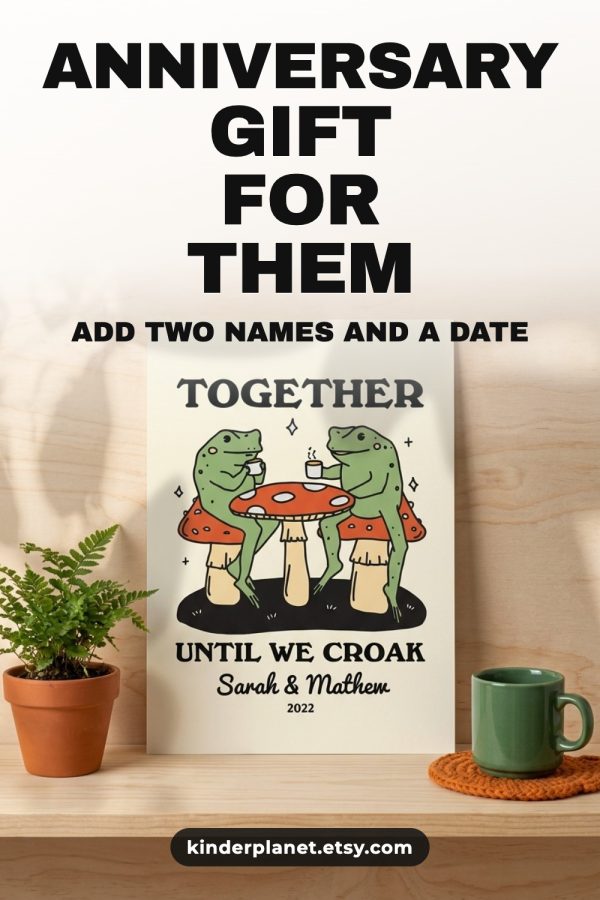 AI product scene pin: a custom couple print styled as an anniversary gift