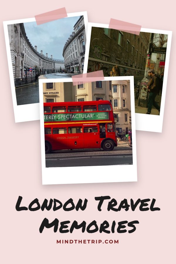 Polaroid Scrapbook Pinterest Collage Templates example: a travel pin titled "London Travel Memories"