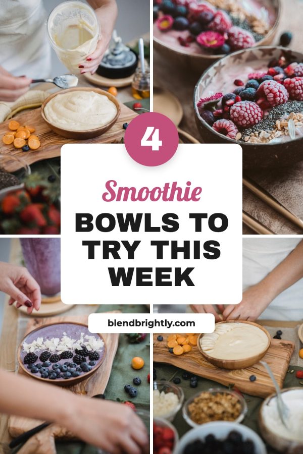 Number Badge Card Pinterest Collage Templates example: a healthy recipe pin titled "4 Smoothie Bowls to Try This Week"