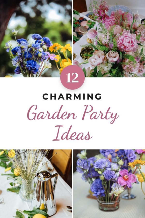 Number Badge Band Pinterest template example: a entertaining pin titled "12 Charming Garden Party Ideas"
