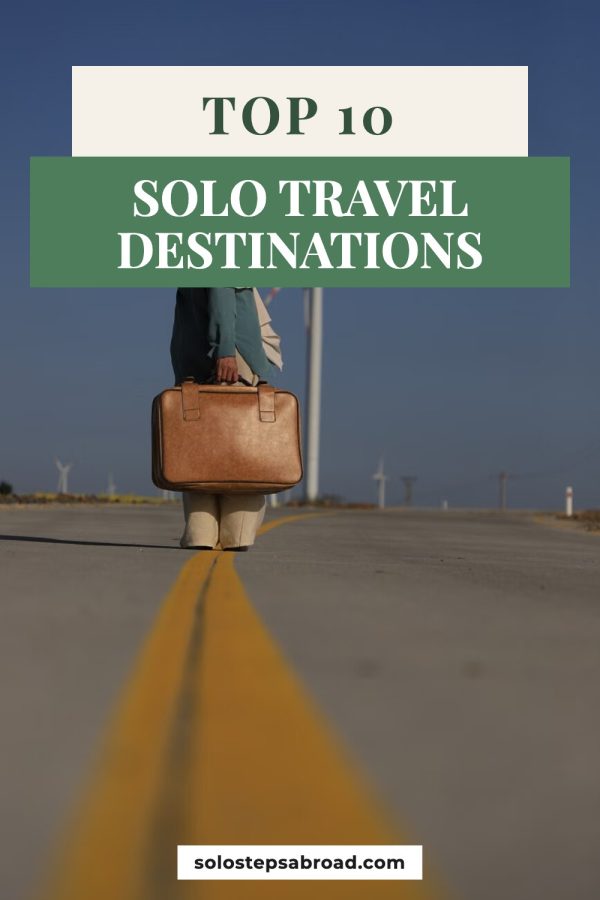 Banded Title Card Pinterest template example: a travel pin titled "Top 10 Solo Travel Destinations"