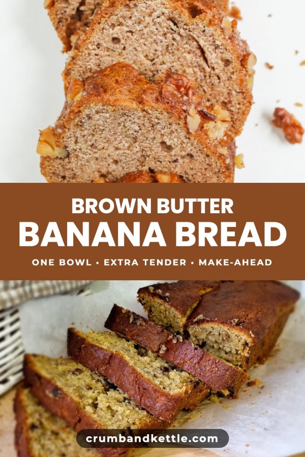 Bold Middle Band Pinterest template example: a baking pin titled "Brown Butter Banana Bread"