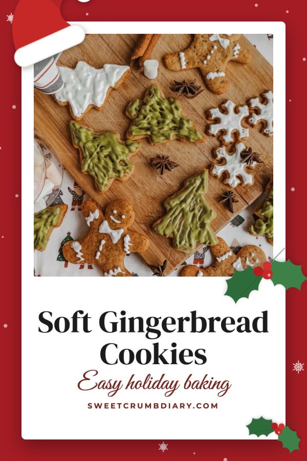 Christmas Card Pinterest template example: a baking pin titled "Soft Gingerbread Cookies"