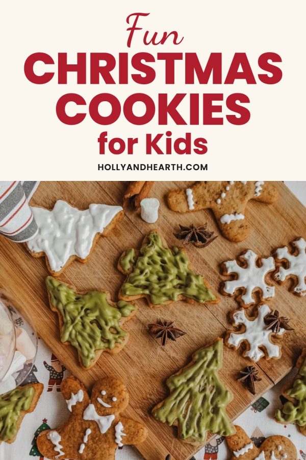 Cream Header Script Pinterest template example: a recipes pin titled "Fun Christmas Cookies for Kids"