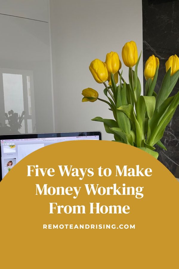 Dome Bottom Pinterest template example: a work from home pin titled "Five Ways to Make Money Working From Home"