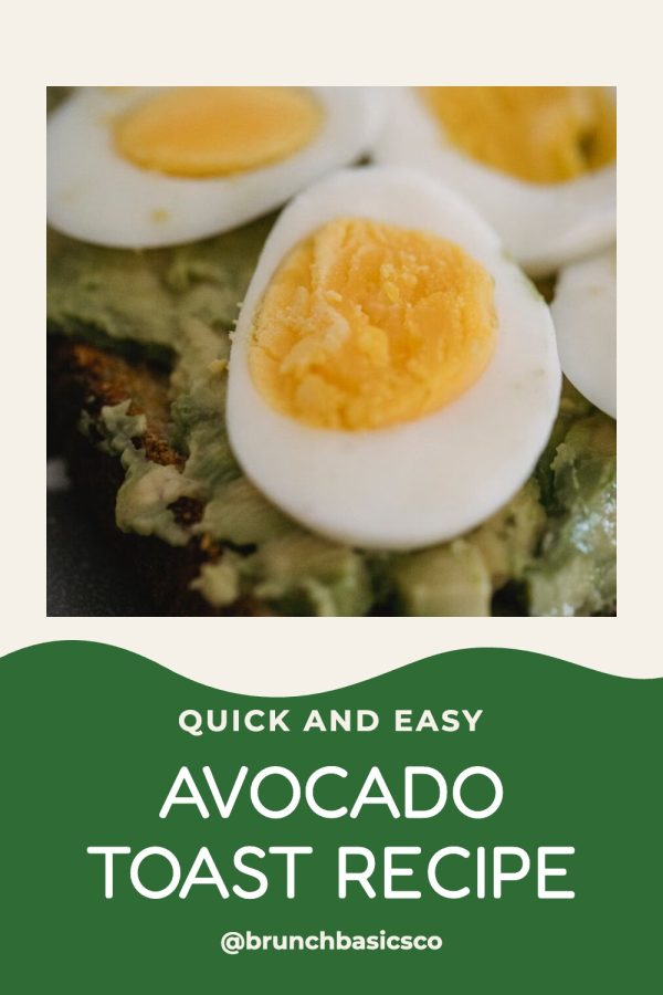 Framed Photo + Wave Pinterest template example: a breakfast recipe pin titled "Quick and Easy Avocado Toast Recipe"
