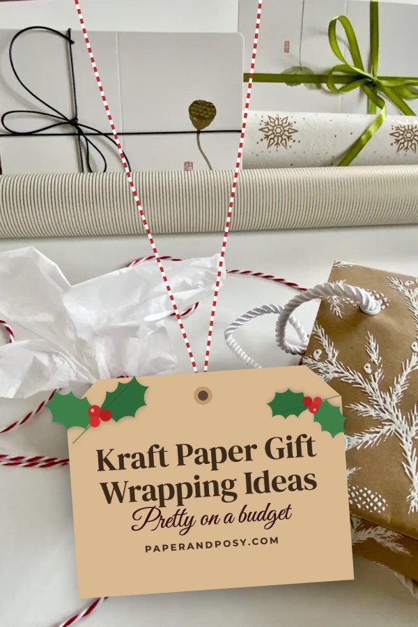 Gift Tag Pinterest template example: a DIY pin titled "Kraft Paper Gift Wrapping Ideas"