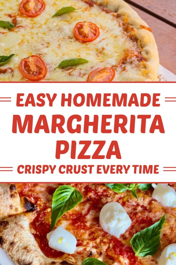 Lined Caps Band Pinterest template example: a dinner recipe pin titled "Easy Homemade Margherita Pizza"