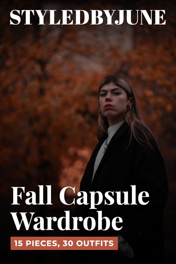 Magazine Cover Pinterest template example: a fashion pin titled "Fall Capsule Wardrobe: 15 Pieces, 30 Outfits"