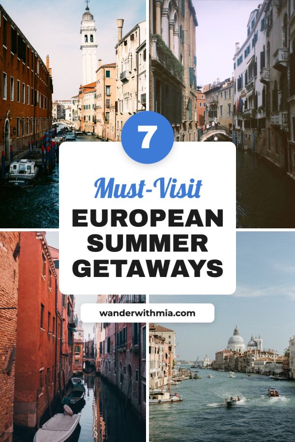 Number Badge Card Pinterest template example: a travel pin titled "7 Must-Visit European Summer Getaways"
