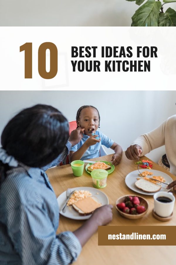 Big Number Header Pinterest template example: a home decor pin titled "10 Best Ideas for Your Kitchen"