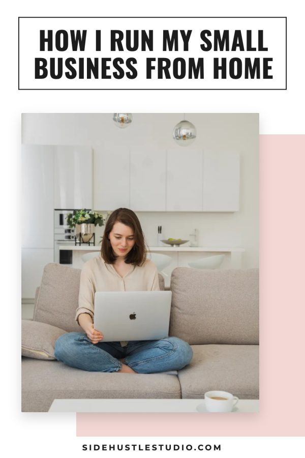 Offset Block Frame Pinterest template example: a business pin titled "How I Run My Small Business From Home"