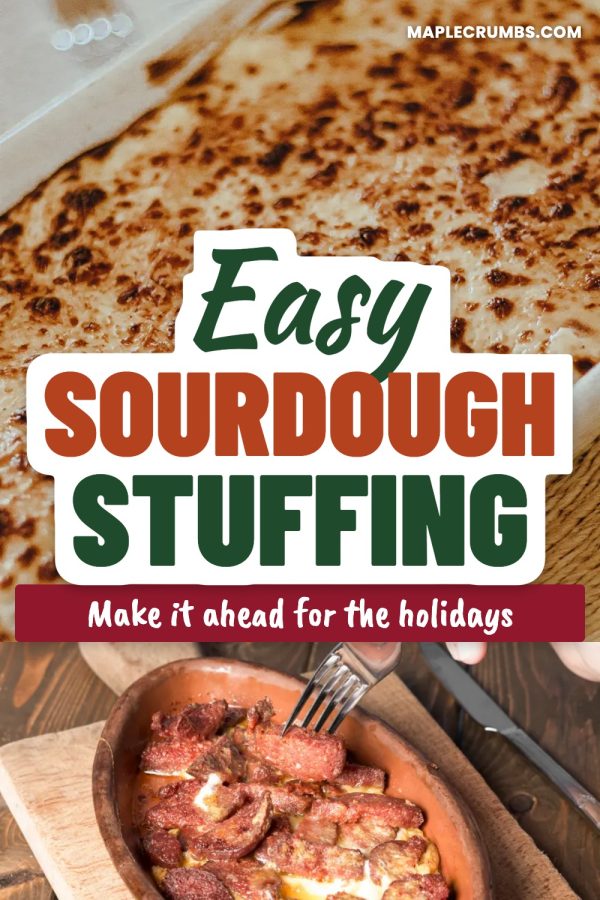 Outlined Stack Pinterest template example: a recipes pin titled "Easy Sourdough Stuffing"