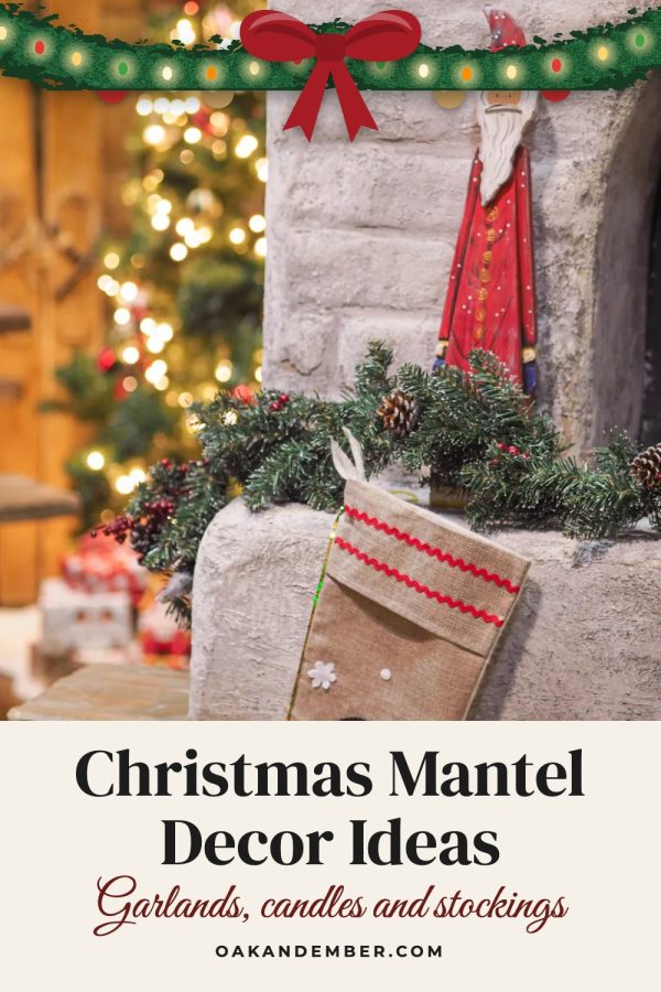 Pine Garland Pinterest template example: a holiday decor pin titled "Christmas Mantel Decor Ideas"