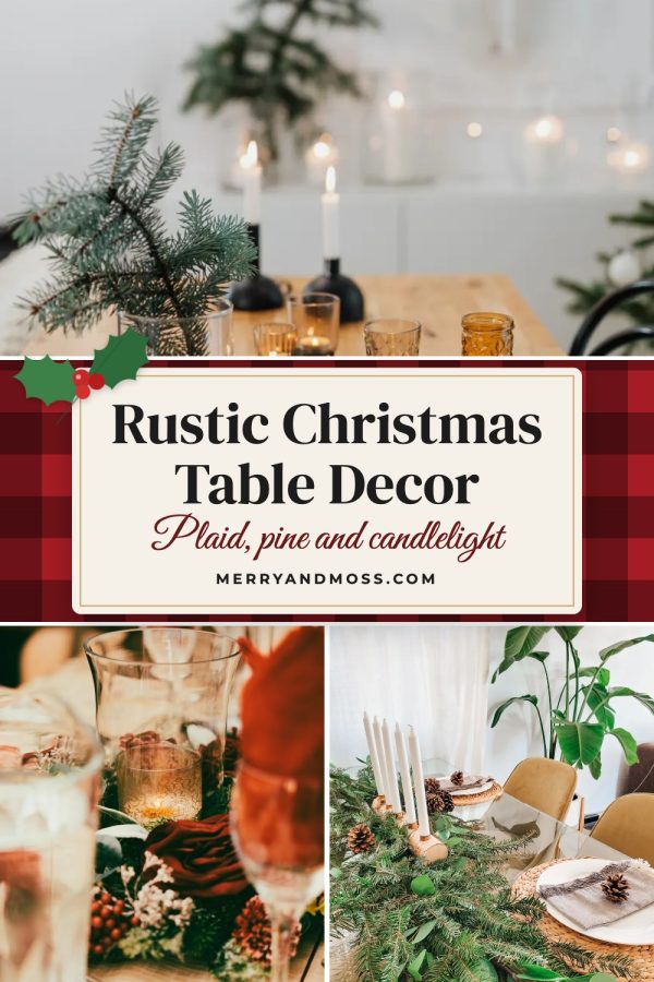 Plaid Band Pinterest template example: a holiday decor pin titled "Rustic Christmas Table Decor"