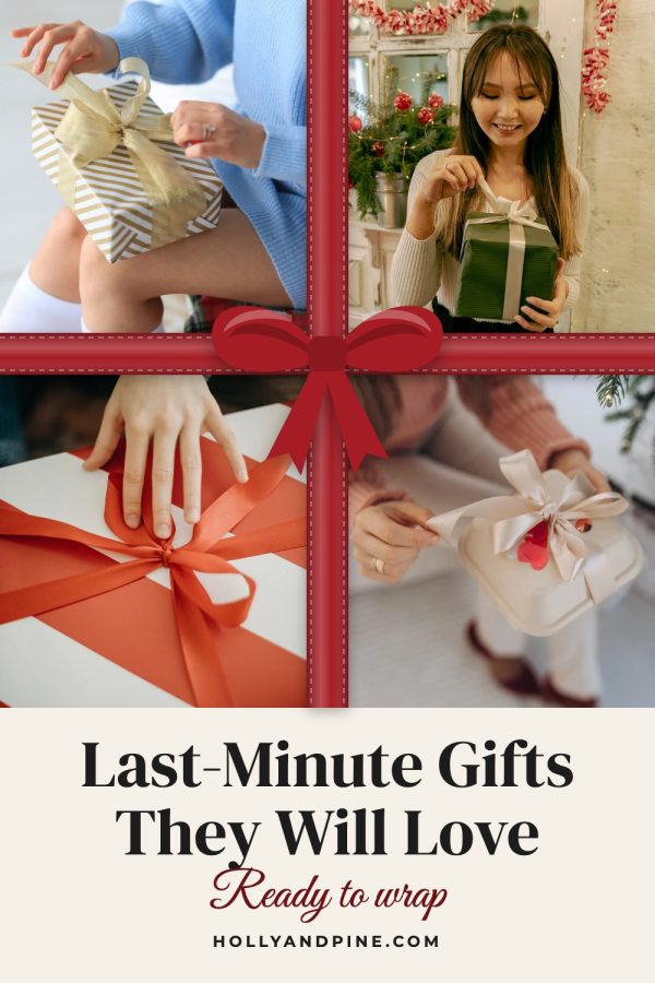Wrapped Gift Pinterest template example: a gift guide pin titled "Last-Minute Gifts They Will Love"