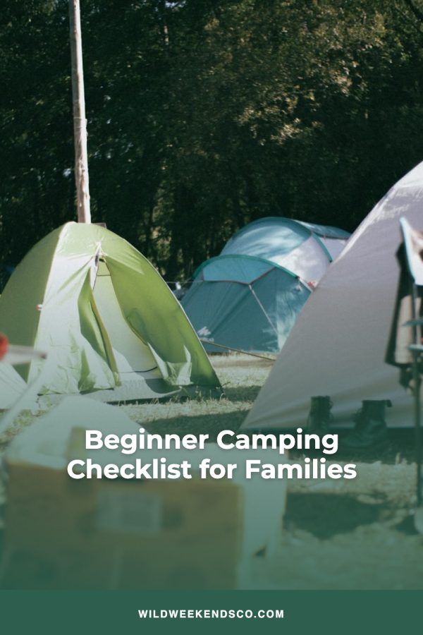 Gradient Overlay Pinterest template example: a outdoors pin titled "Beginner Camping Checklist for Families"