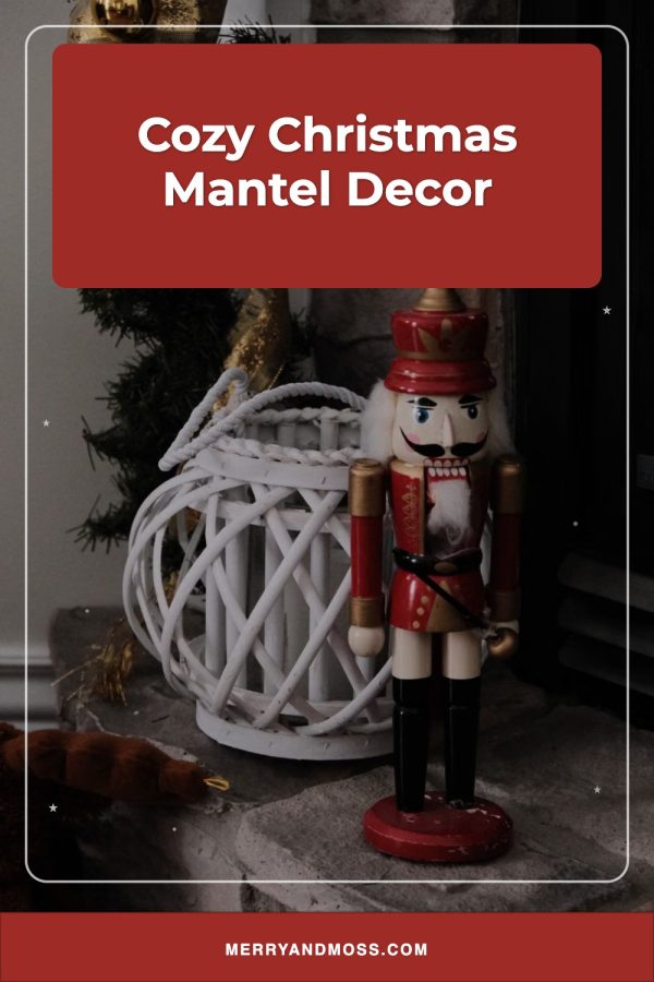 Sparkle Frame Pinterest template example: a holiday decor pin titled "Cozy Christmas Mantel Decor"