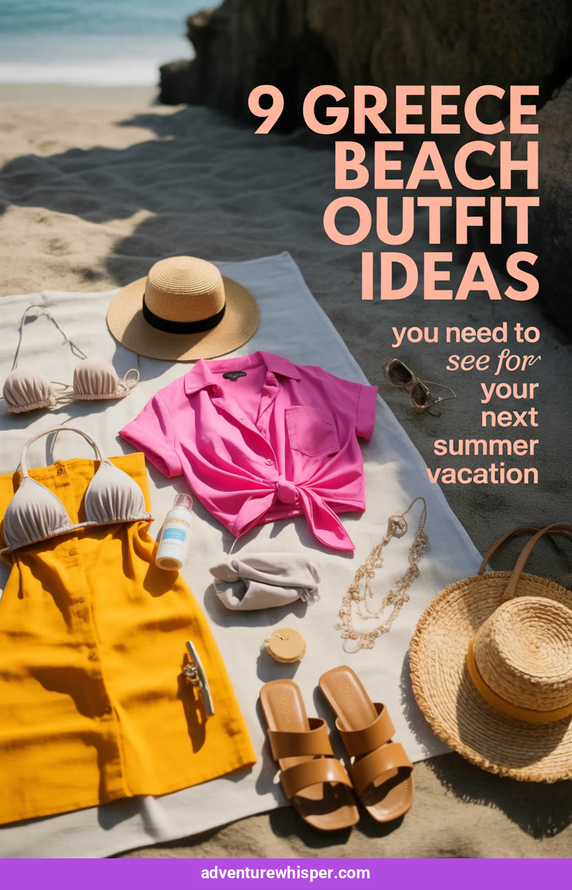 Greece beach outfit Pinterest pin