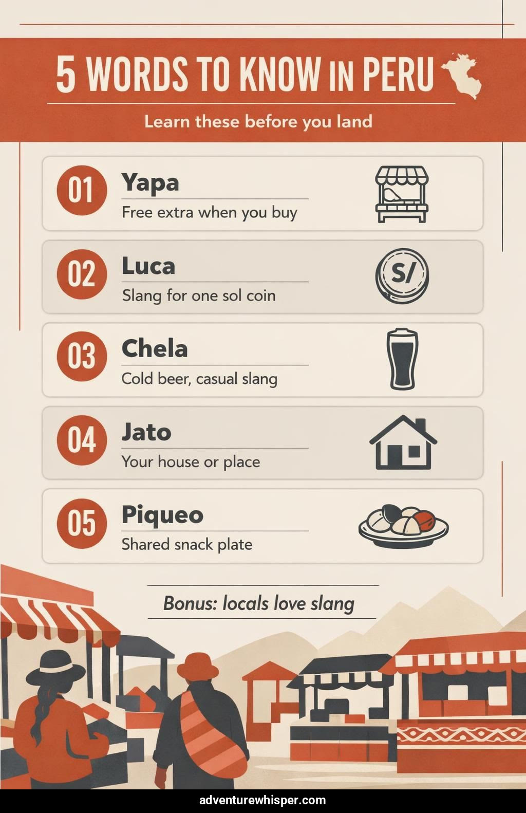 Peru travel phrases infographic Pinterest pin
