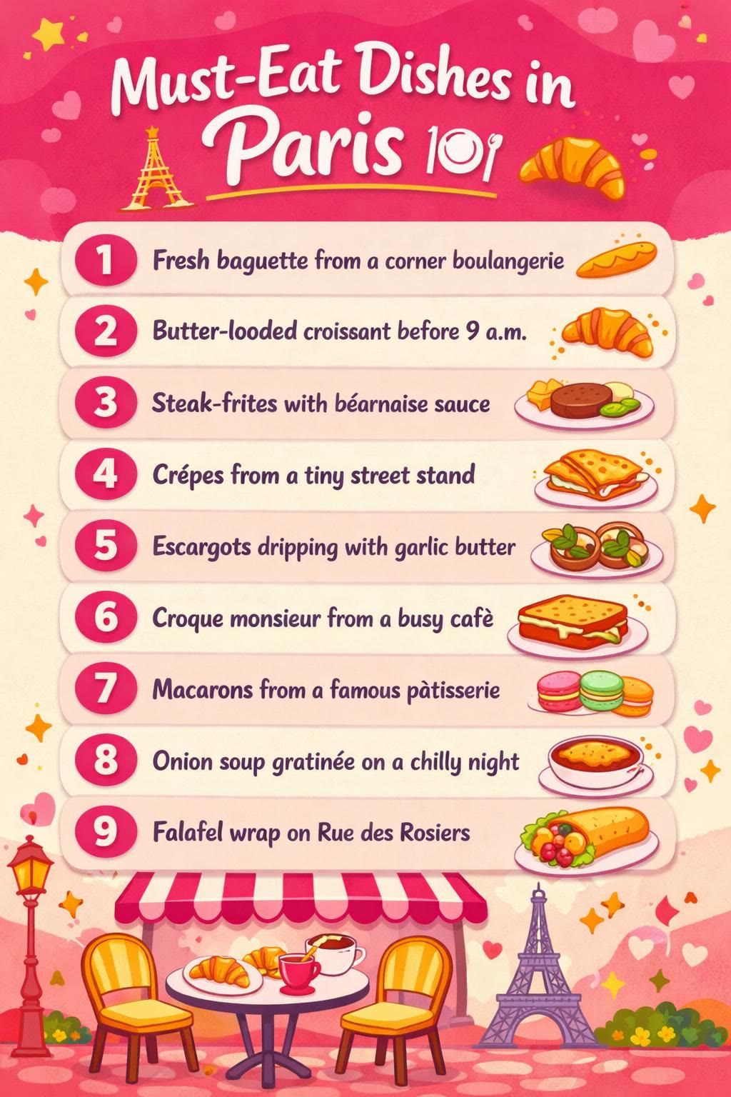 What to eat in Paris infographic Pinterest pin