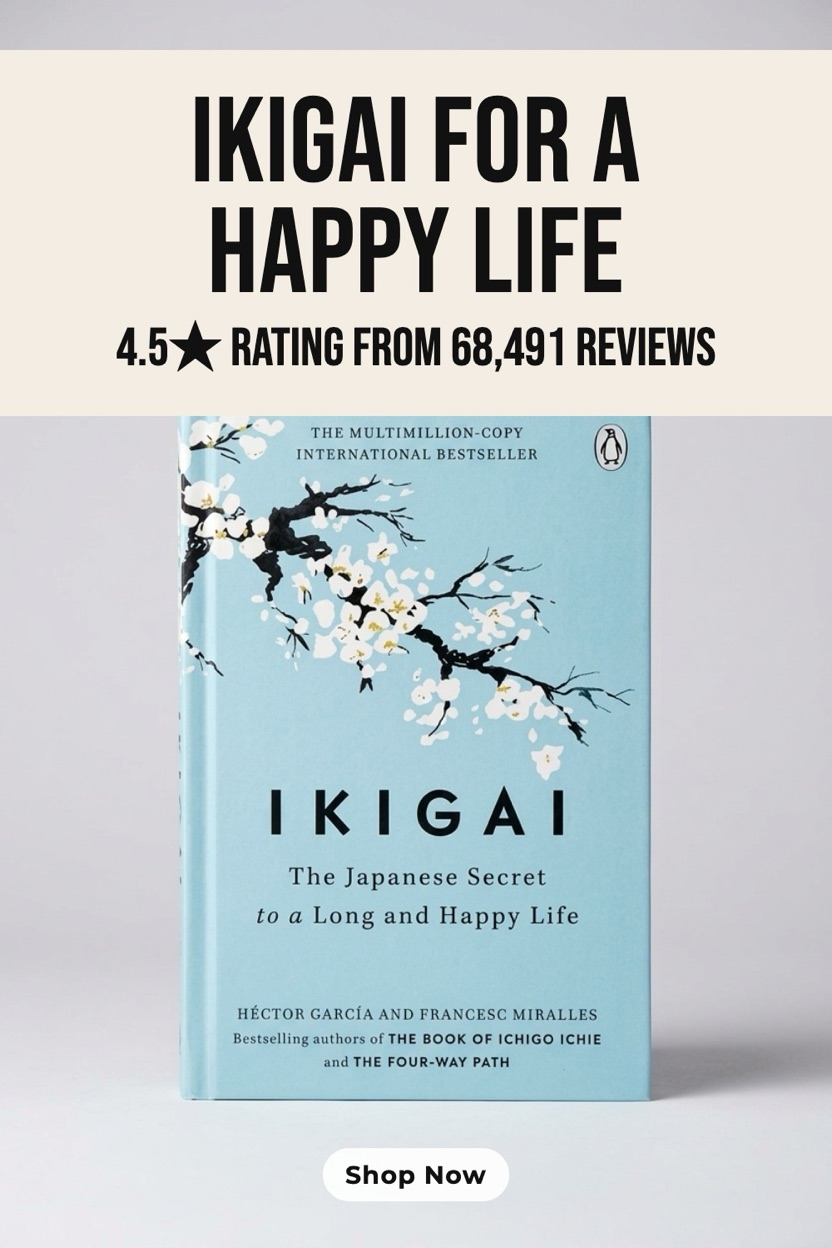 Pinterest pin for the book Ikigai, generated from its Amazon product link