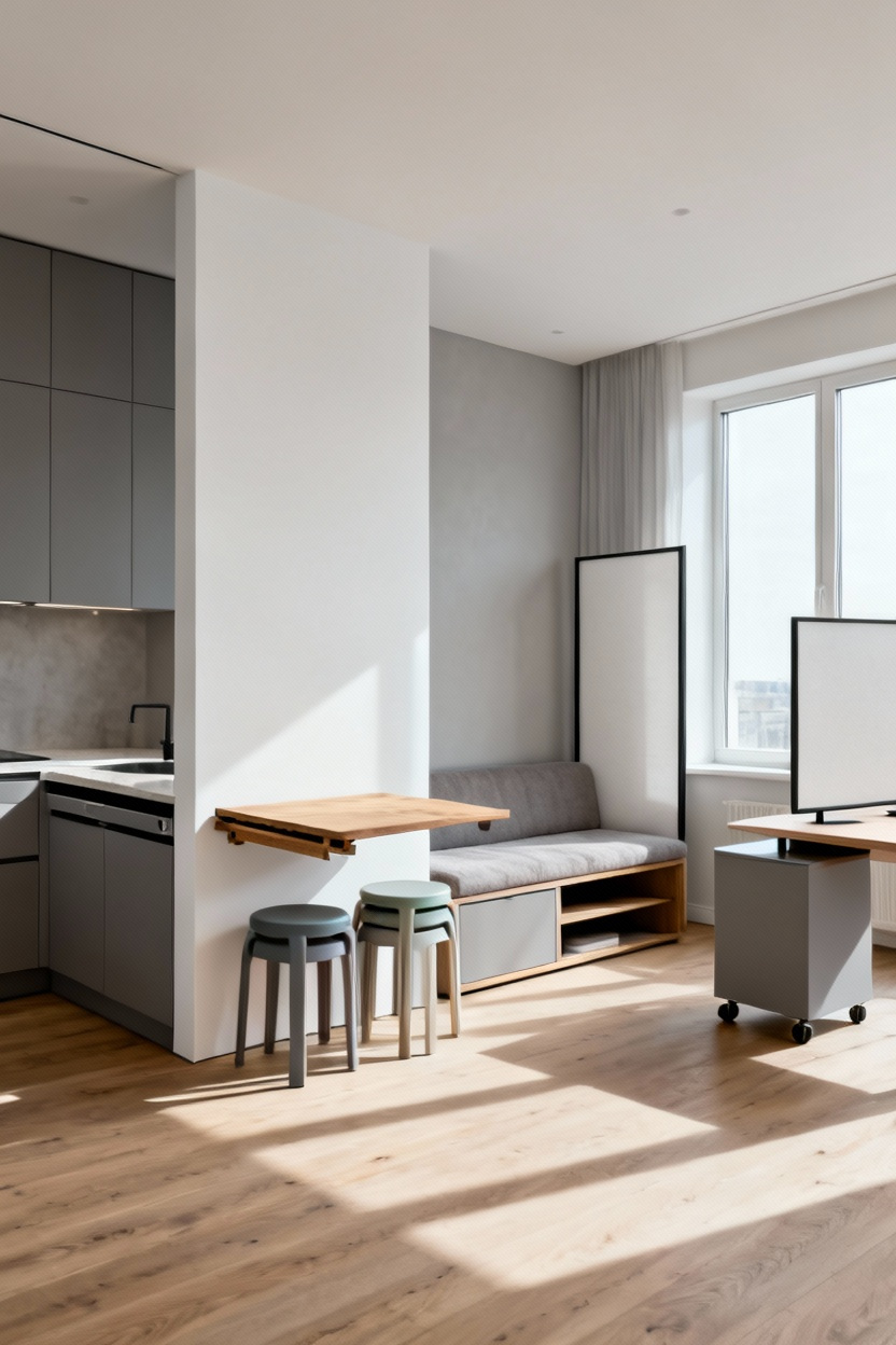 Astuces pour petits espaces : plans compacts et meubles pliants