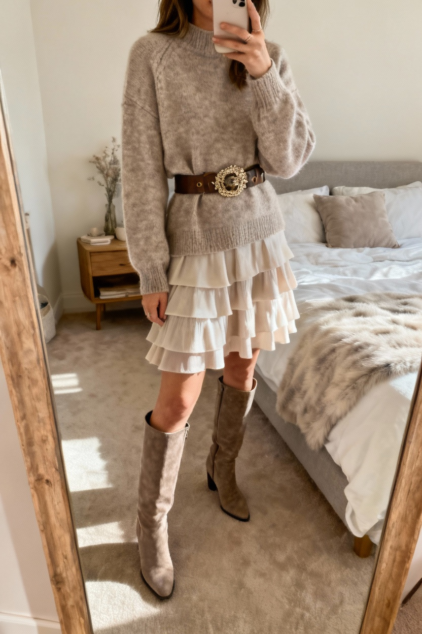 Chic Layered Sweater Dress