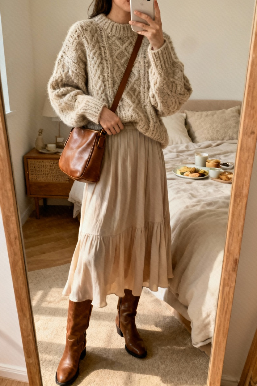 Classic Sweater + Midi Skirt
