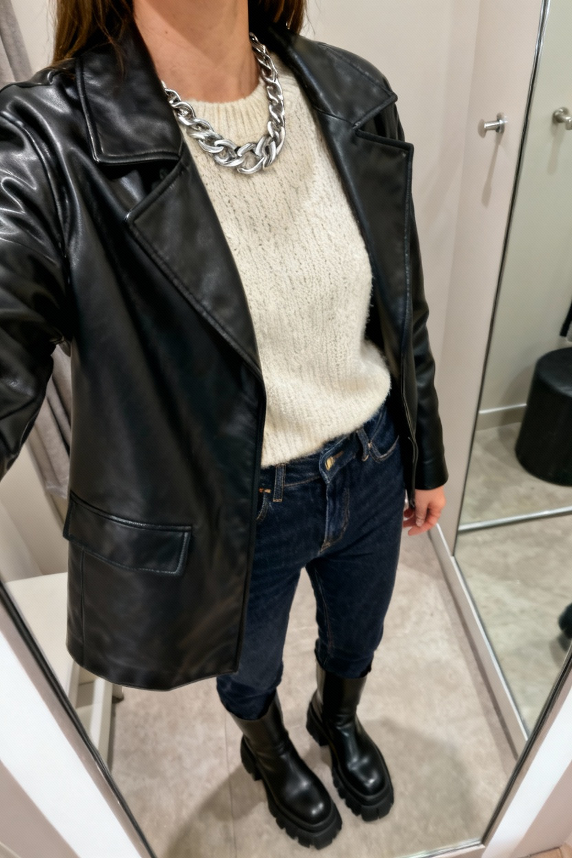 Sleek Leather Jacket Combo
