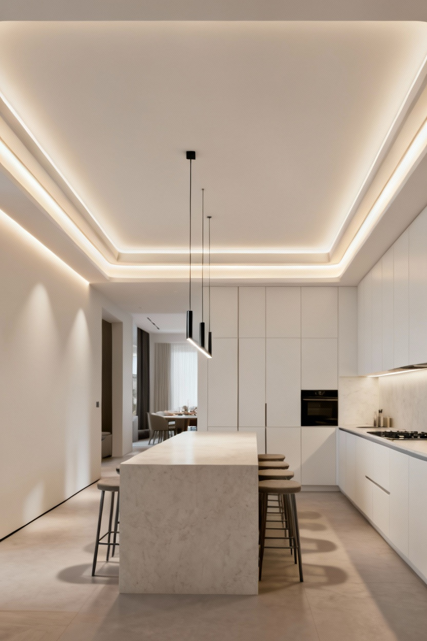 Faux Plafond Avec Corniche LED Périphérique