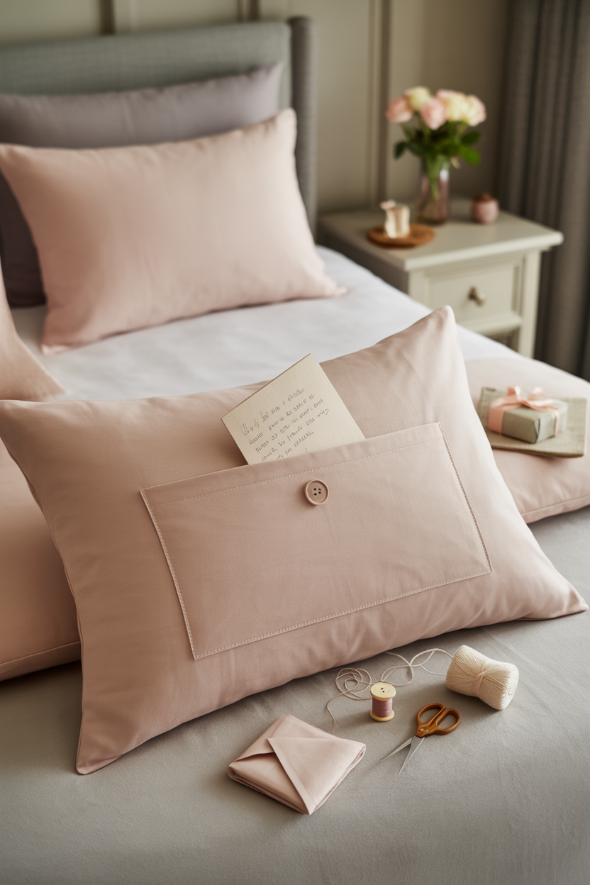 Funda de almohada con bolsillo para carta