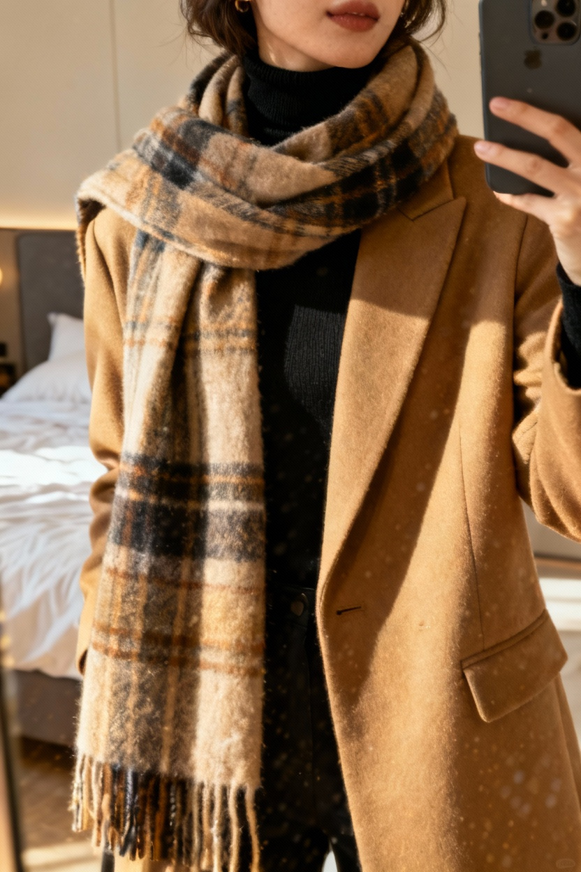Chic Layered Look with a Scarf