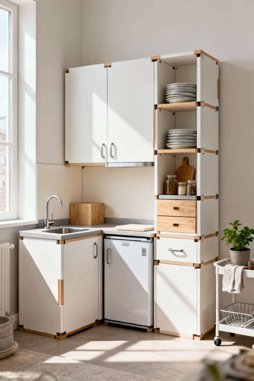 Cuisine modulaire avec meubles empilables