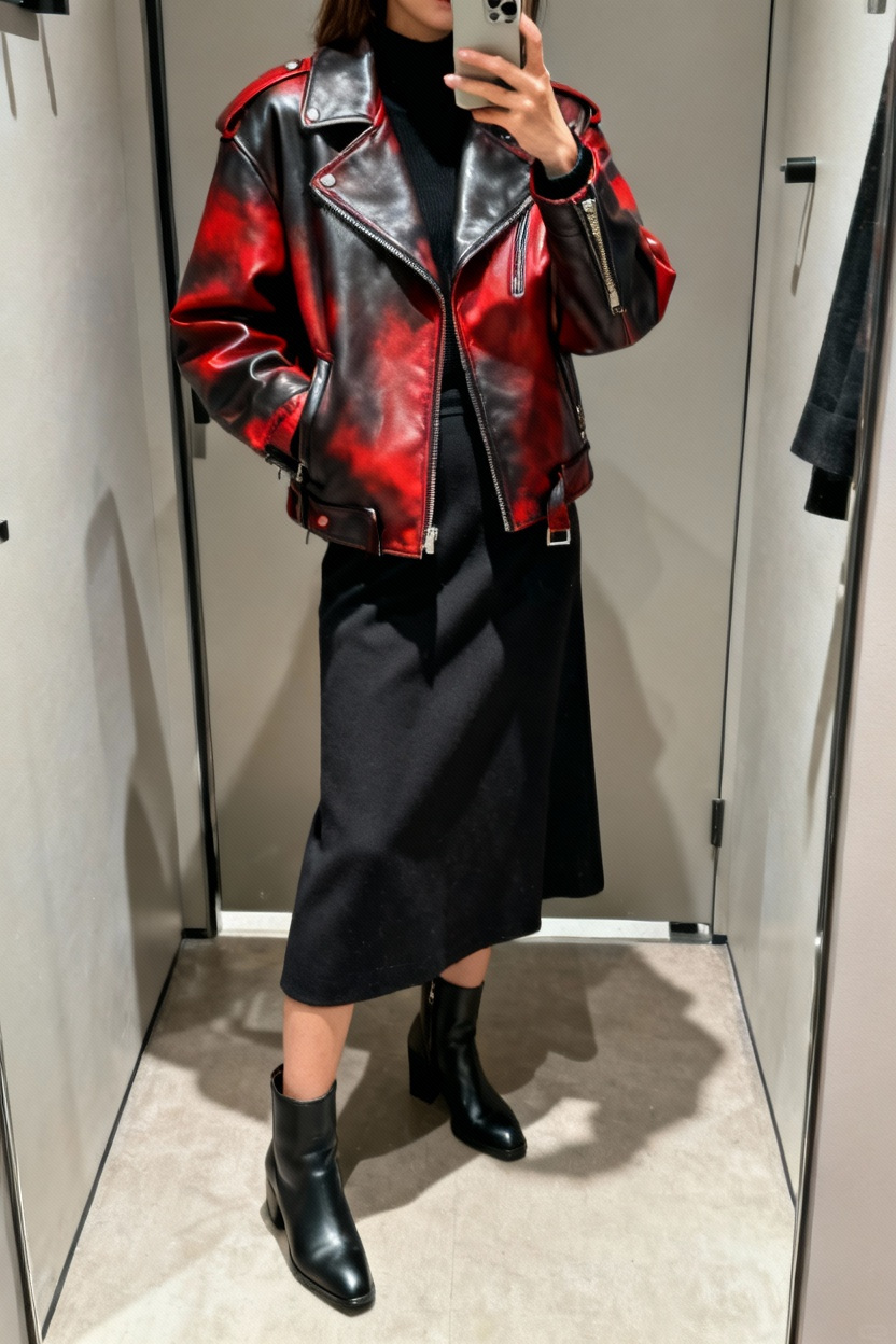 Edgy Leather Jacket Ensemble