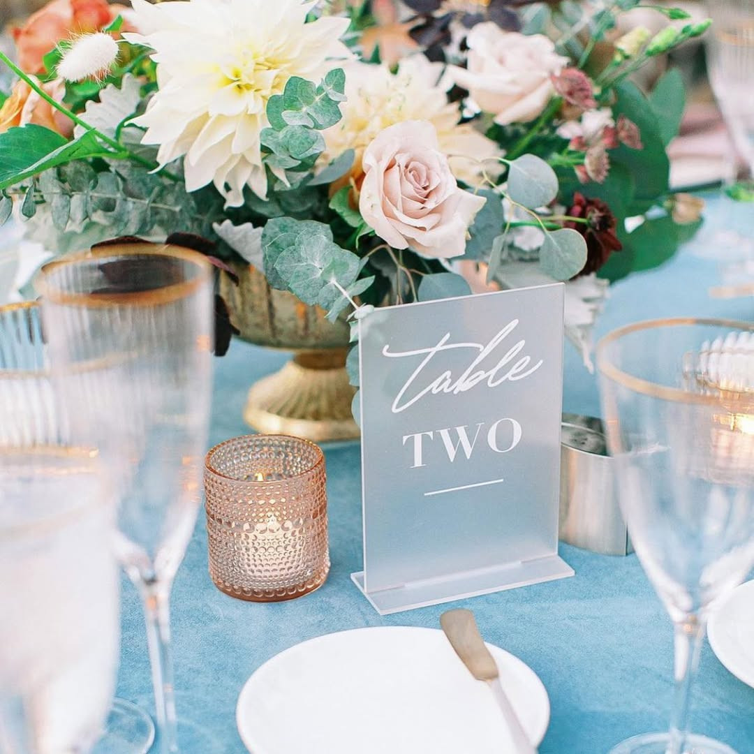 Frosted Glass Block Table Numbers