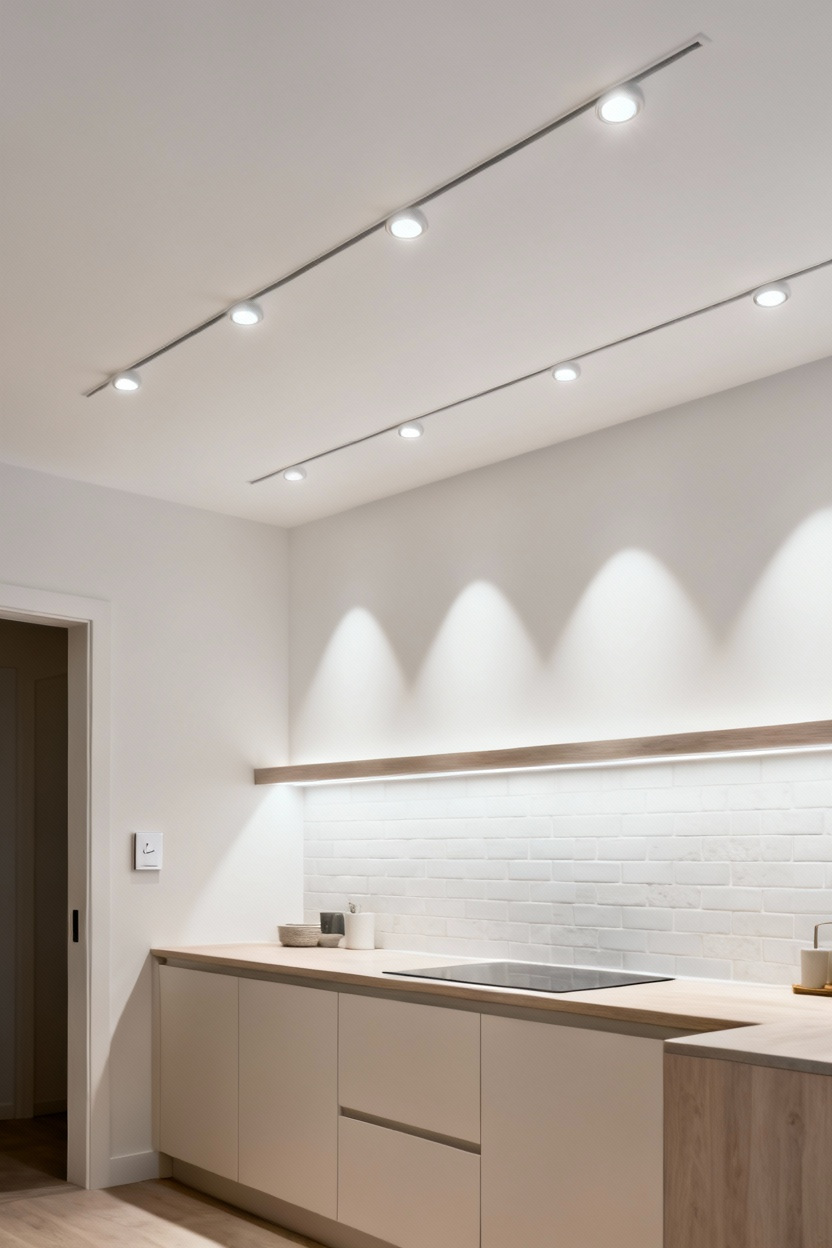 Faux Plafond En Plaques De Plâtre Avec Spots Alignés
