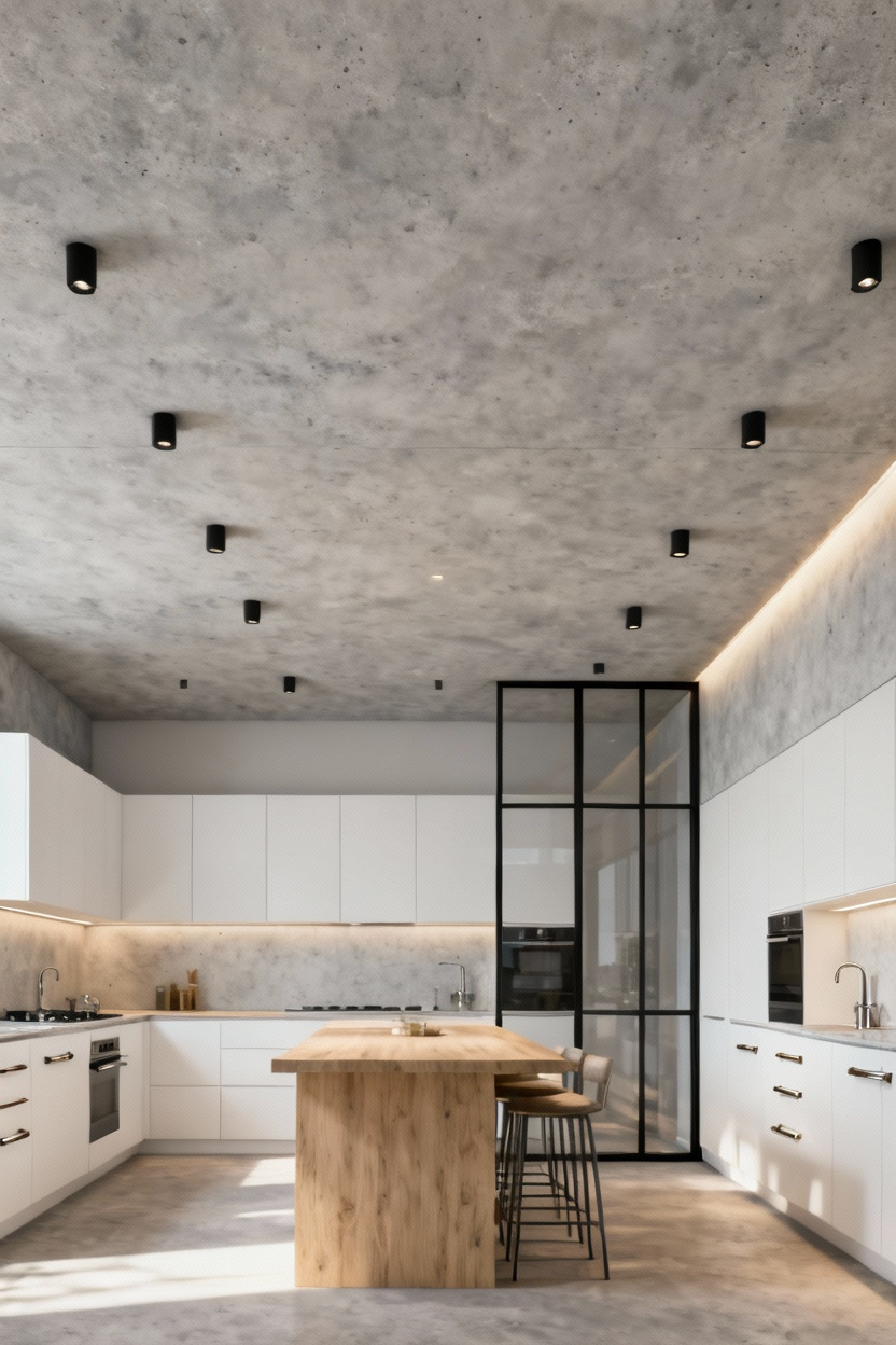 Faux Plafond En Béton Ciré Gris Doux