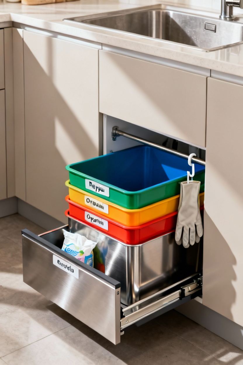 Créer une station de recyclage compacte sous l'évier