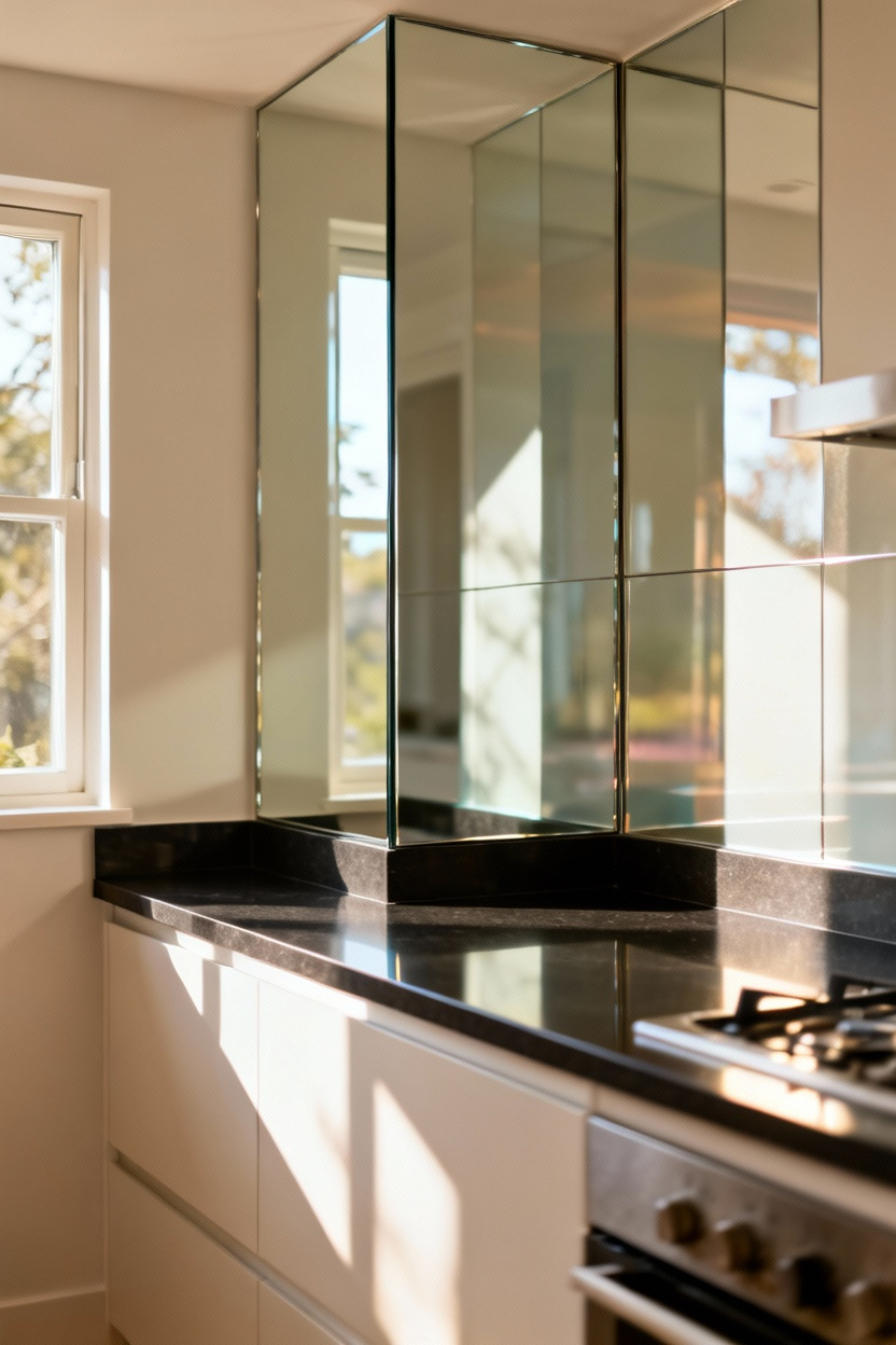 Pose une crédence miroir pour agrandir visuellement la pièce