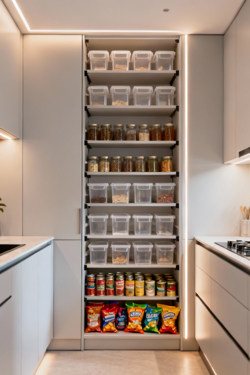 Aménager un placard pantry vertical avec rangées ajustables